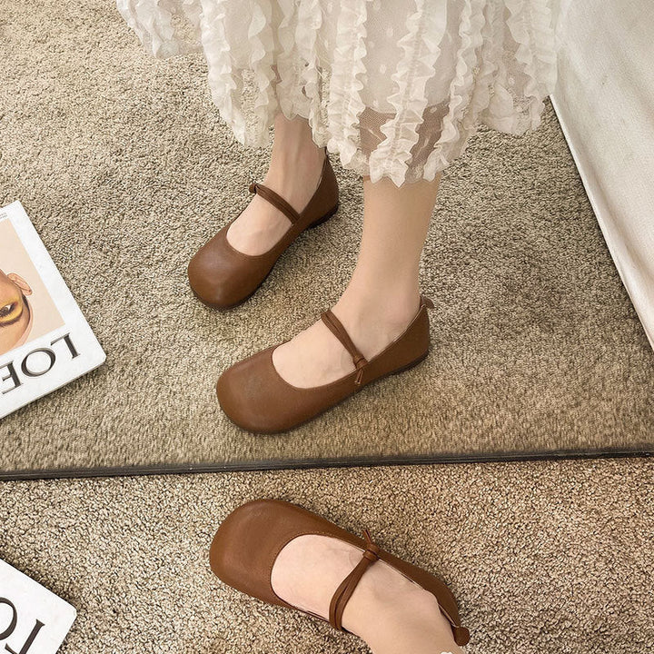 Damen Bequeme und elegante Ballerinas mit verstellbarem Riemen und weicher Innensohle Drune