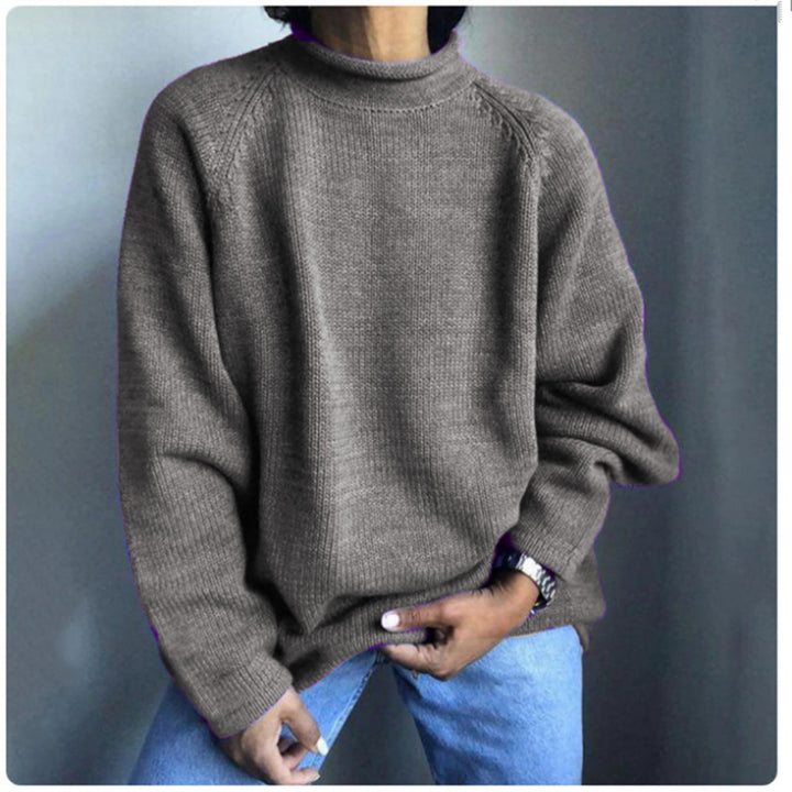 Damen nan kastiger Feinstrickpullover mit kurzem Stehkragen und Raglanärmeln Drune