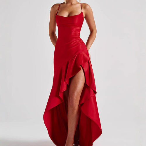 Damen schickes Abendkleid mit hohem Schlitz Drune