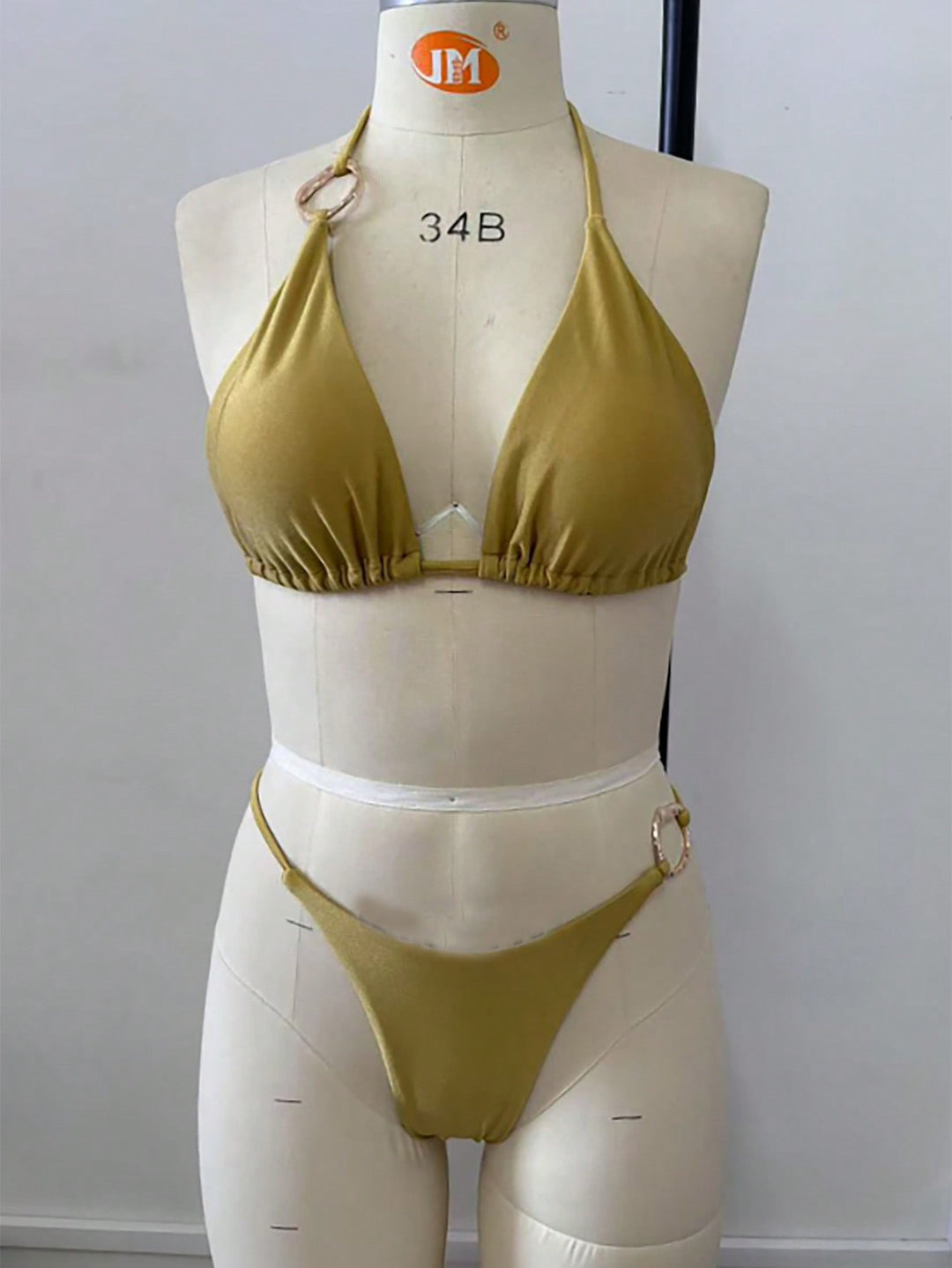 Damen Triangel-Bikini-Set mit modischen Metallringen Drune