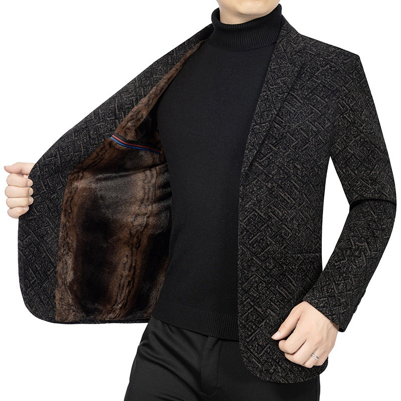 Herren Jacquard-Sakko im City-Stil aus Wollmix, unstrukturiert und halbgefüttert Drune