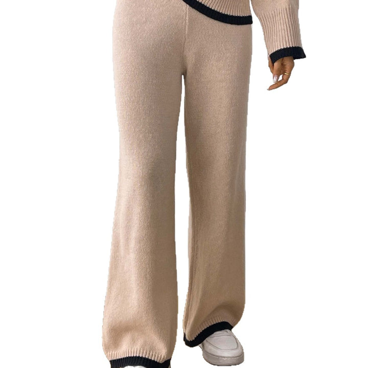 Damen lässige Strickhose mit kontrastierendem Bündchen Drune