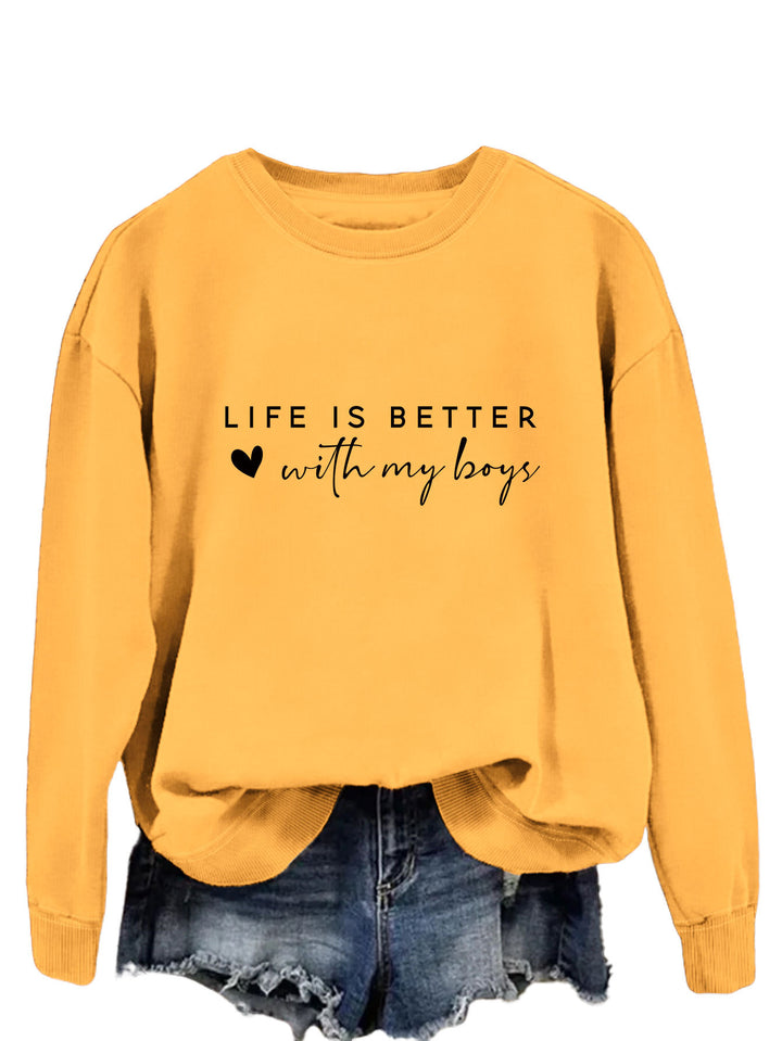 Damen gemütlicher Rundhals-Sweater mit inspirierendem Aufdruck Drune