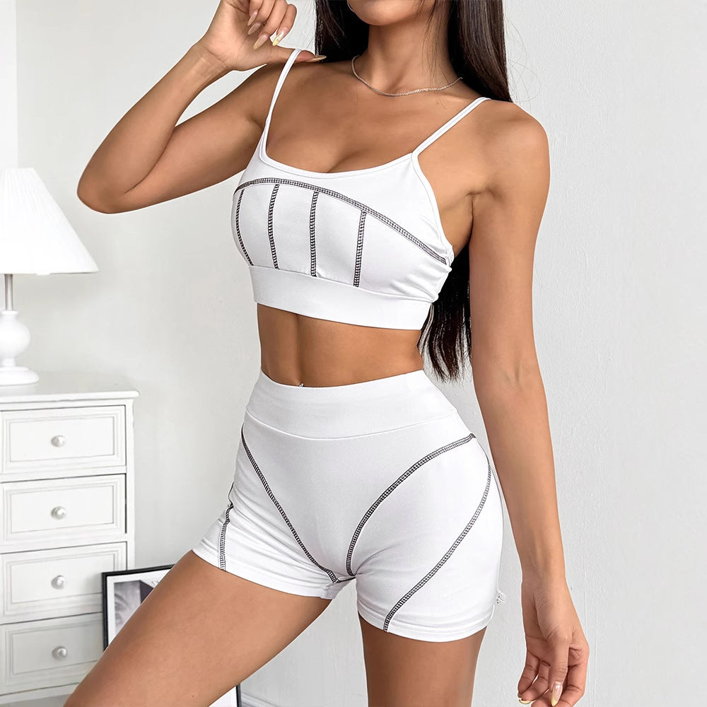 Damen Sportliches Set mit Crop-Top und Shorts Drune