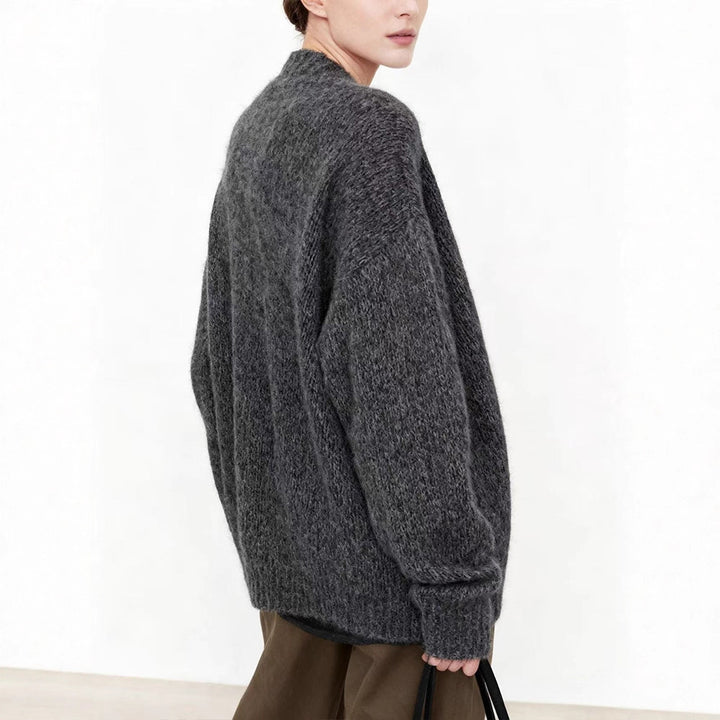 Damen eleganter Strickpullover mit V-Ausschnitt und lässigem Schnitt Drune