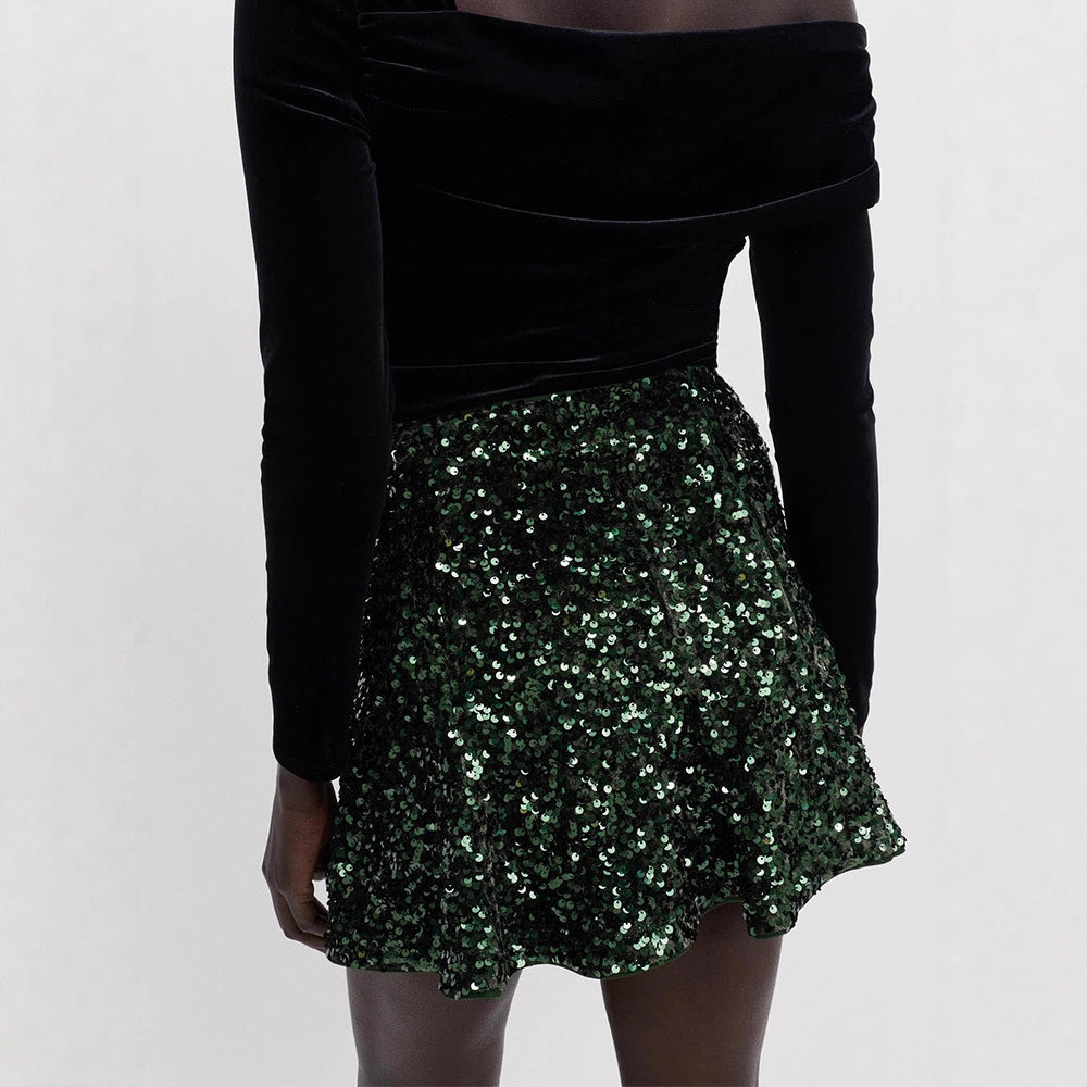 Damen Pailletten-Minirock mit taillierter Silhouette & leichtem A-Linien‑Schnitt Drune