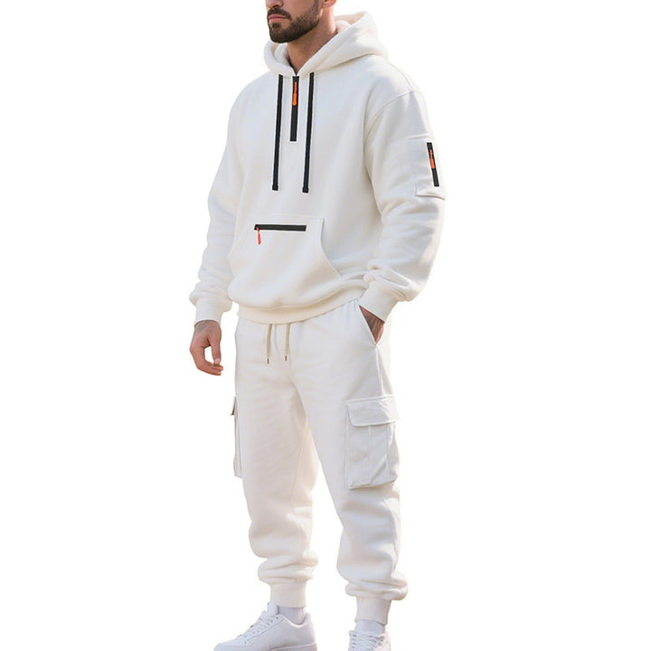 Herren Urbane Cargo-Jogging-Set mit Utility-Hoodie, Reißverschluss-Details und Cargo-Joggers Drune