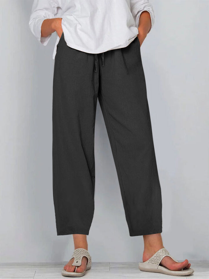 Damen Relaxed Culotte-Hosen mit Kordelzug, Seitentaschen und Knöchellänge Drune