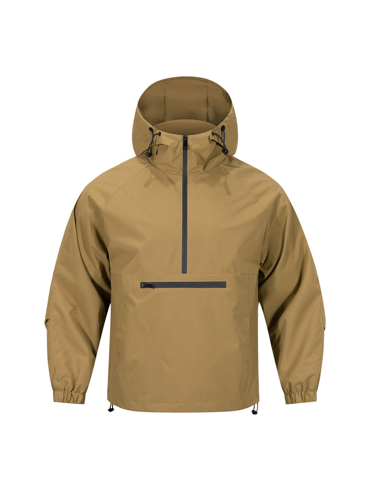 Herren Wind- und Wasserabweisende Anorak-Pulloverjacke mit Halbreißverschluss und Kängurutasche Drune