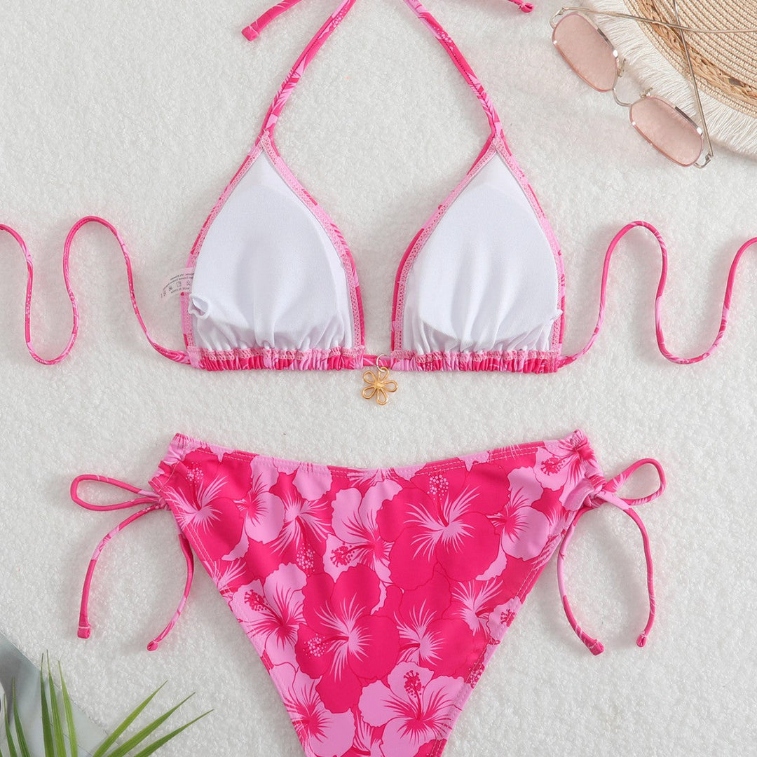 Damen Triangel-Bikini mit verspielten Floral-Details Drune