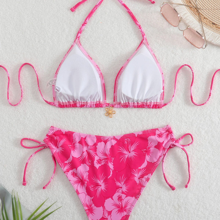 Damen Triangel-Bikini mit verspielten Floral-Details Drune