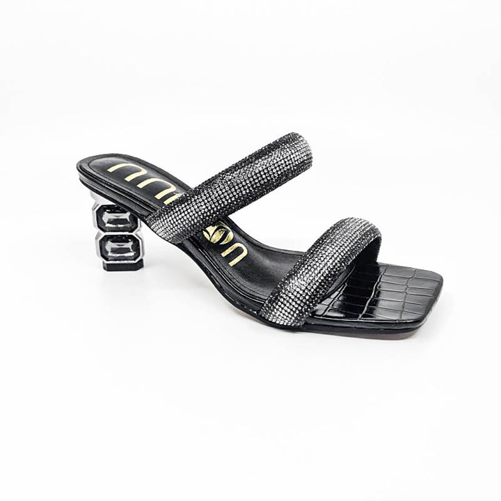 Damen Glamouröse Sandalen mit funkelnden Riemen und einzigartigem Blockabsatz Drune