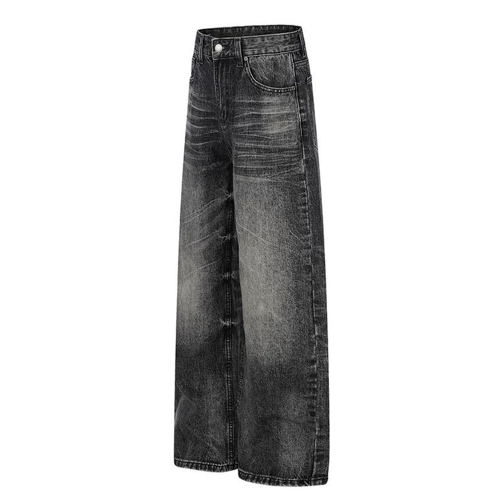 Damen Hochgeschnittene weite Palazzo-Jeans mit Used-Effekt Drune