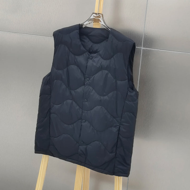 Damen Ärmellose Thermo‑Steppweste mit wellenförmiger Steppung und Druckknopfverschluss Drune
