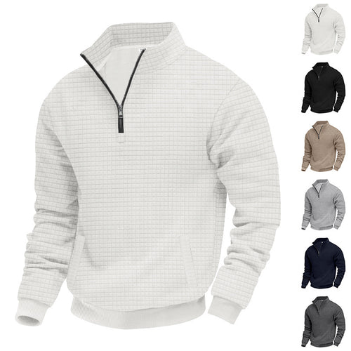 Herren Stepppullover mit halbem Reißverschluss und modernem Strukturdesign Drune