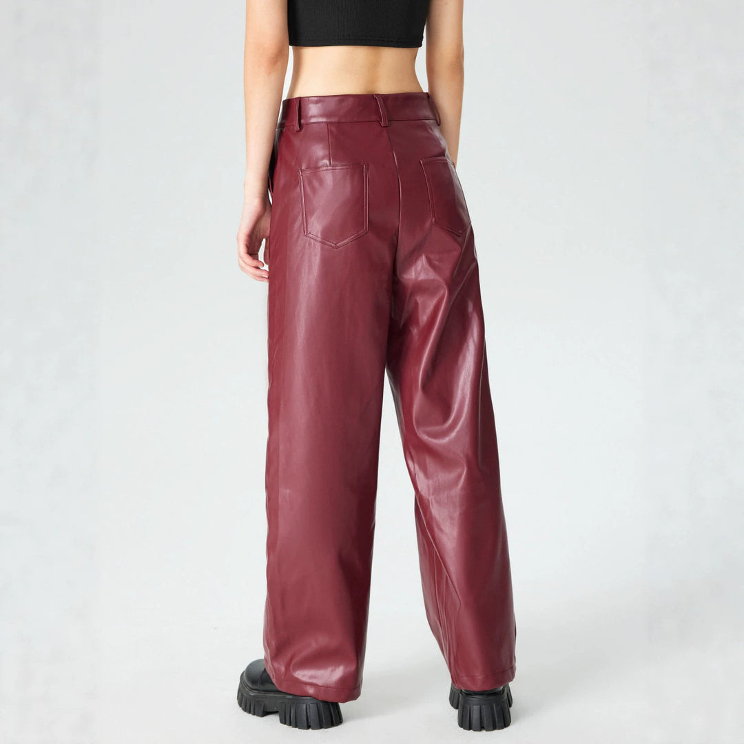 Damen Elegante Kunstlederhose Drune