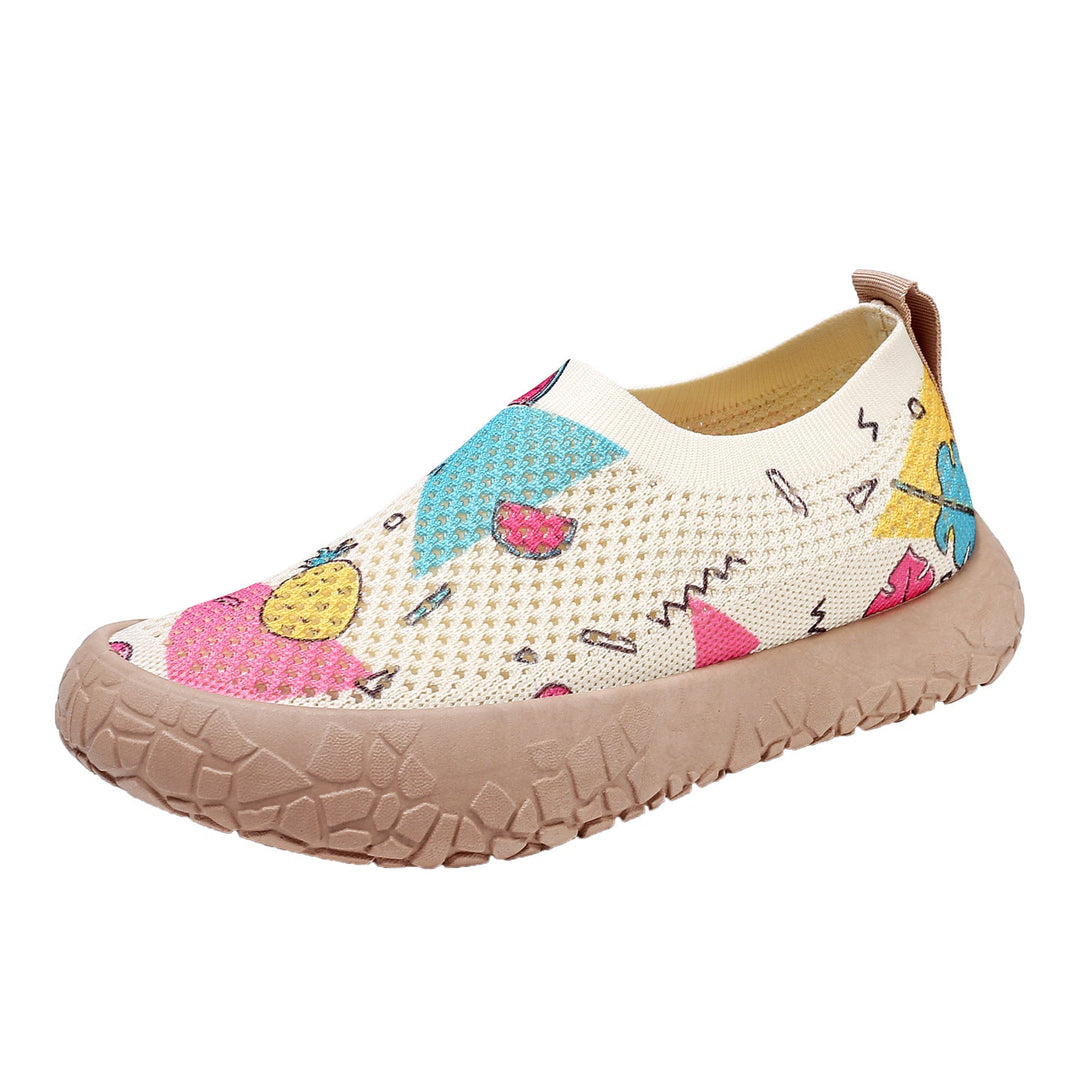 Damen Slip-On Freizeit-Schuhe mit Blumenmuster und rutschfester Sohle Drune