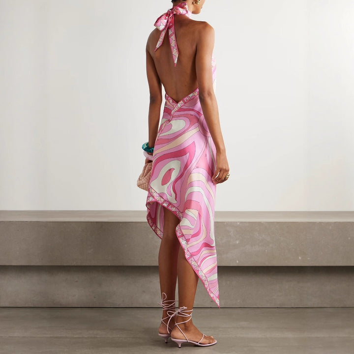 Damen Maxikleid mit hohem Kragen und floralem Muster Drune