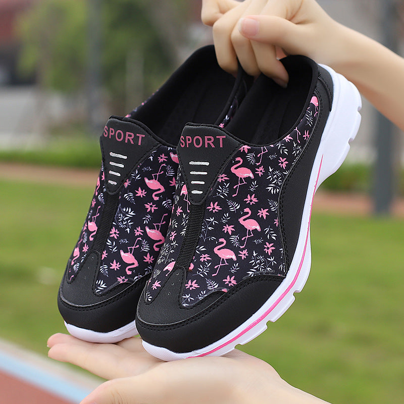 Damen nan Schlupf-Sneaker mit Flamingo-Motiv, elastischem Einstieg und gedämpfter EVA-Sohle Drune