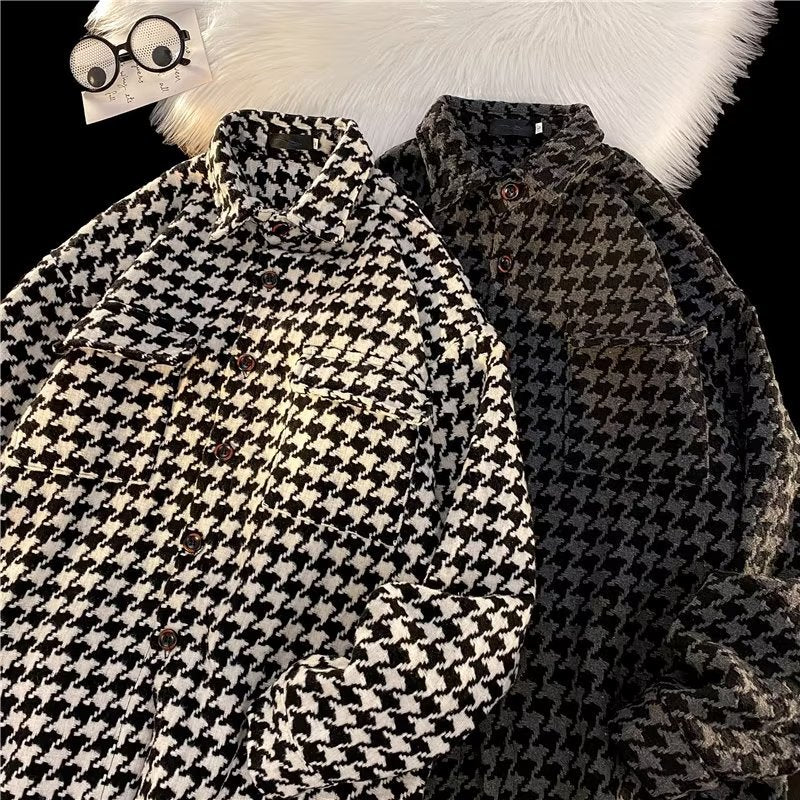 Damen strukturiertes Houndstooth-Hemd Drune