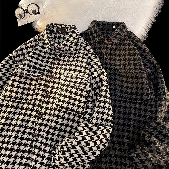 Damen strukturiertes Houndstooth-Hemd Drune