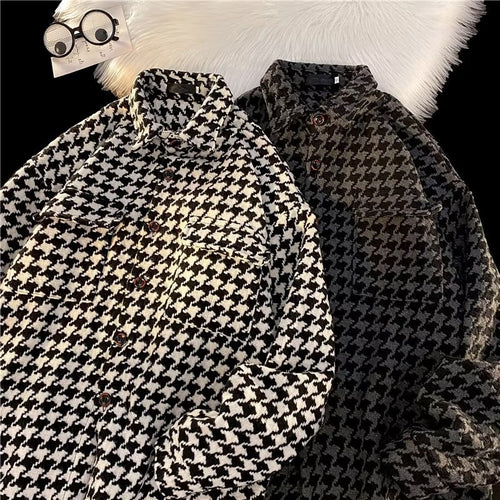 Damen strukturiertes Houndstooth-Hemd Drune