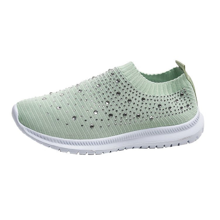 Damen Strick-Slip-On-Sneaker mit elastischem Schaft und Ziersteinen Drune