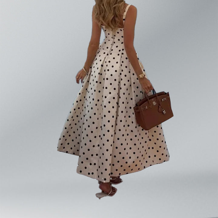 Damen Elegantes Polka-Dots Maxi-Kleid Drune