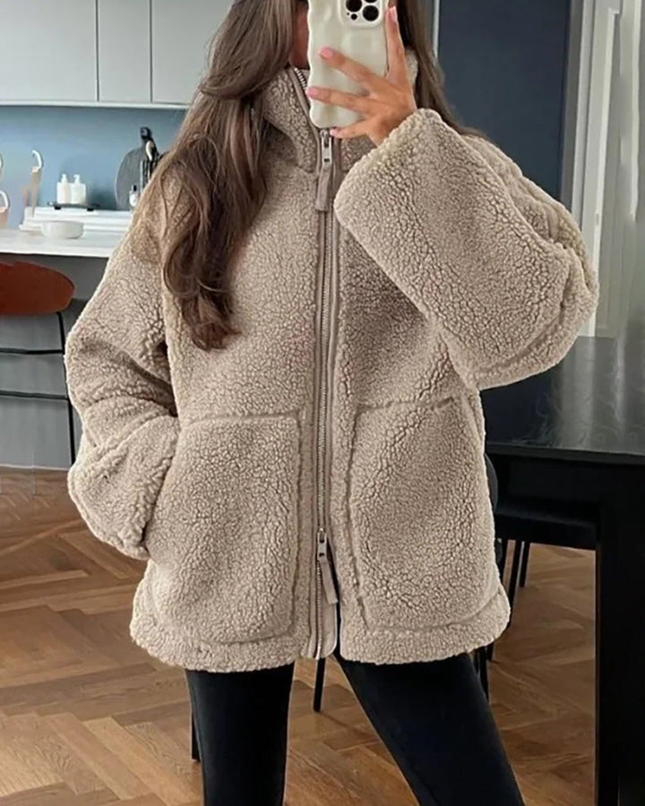 Drune | Stehkragen Doppel End Reißverschluss Fleece Strickjackejacke