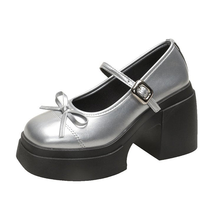 Damen Plateau-Pumps mit Riemchen und Schleifendetail Drune