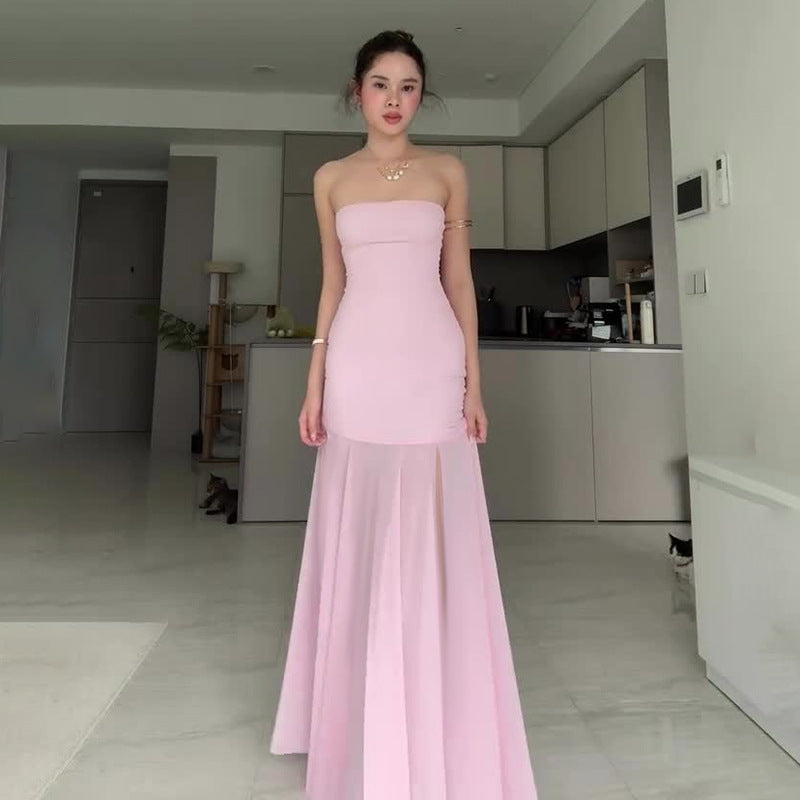 Damen Maxikleid mit elegantem Rüschensaum und figurbetontem Oberteil Drune