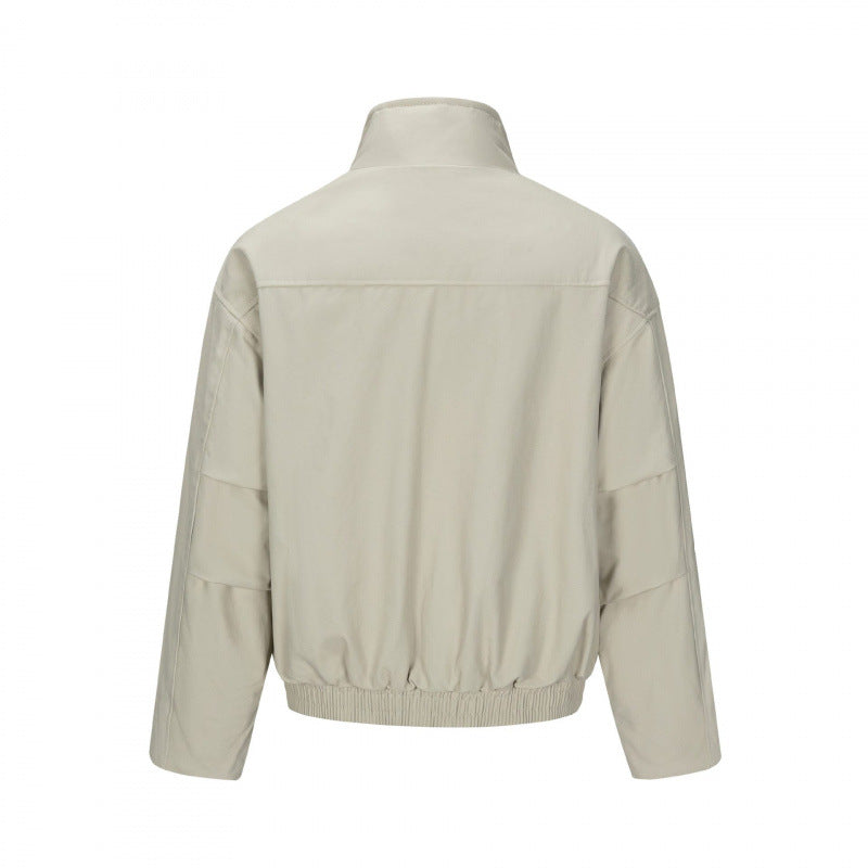 Herren Asymmetrische Kurzjacke mit Stehkragen, gesteppter Frontblende und elastischem Saum Drune