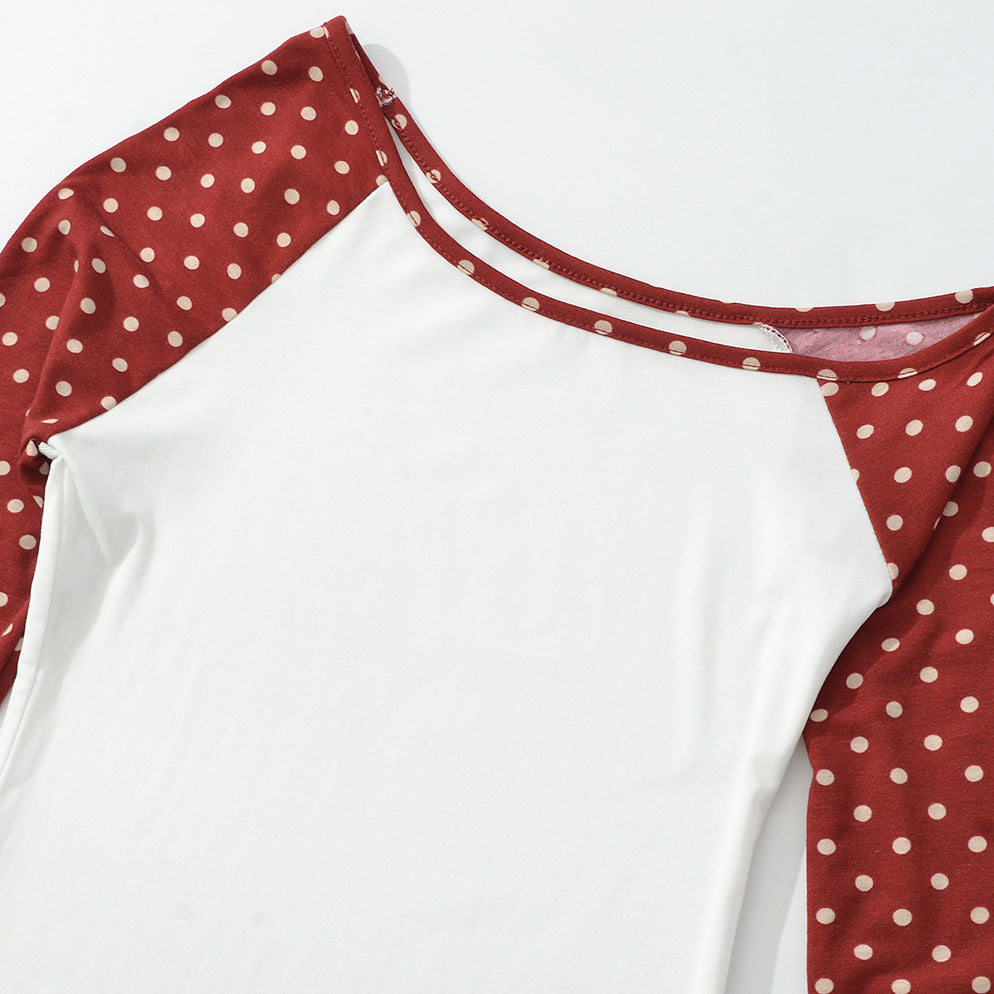 Damen Asymmetrisches Longsleeve mit Polka-Dot Raglanärmeln Drune
