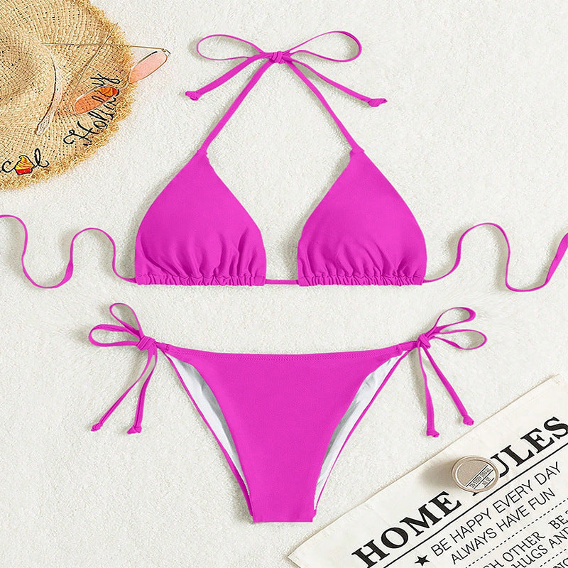 Damen klassisches Triangel-Bikini-Set mit verstellbaren Trägern Drune