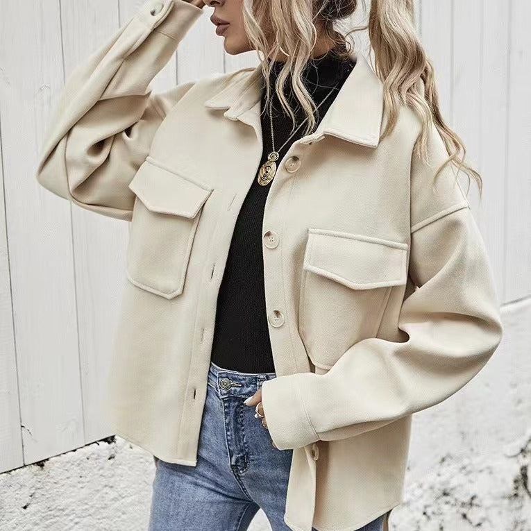 Drune | Damen Übergröße Jacke mit Taschen & Knöpfen