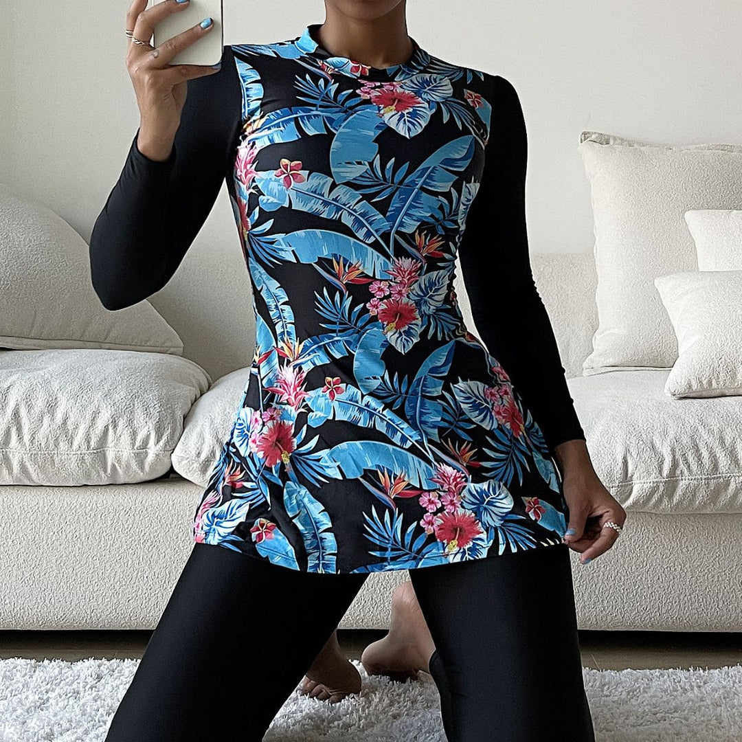 Damen Modischer UV-Schutz-Schwimmanzug mit floralem Muster Drune