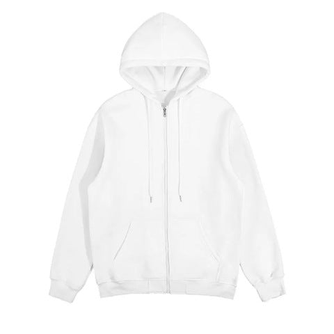 Unisex nan minimalistischer Zip-Hoodie aus schwerer Baumwollmischung mit Kängurutaschen und gerippten Bündchen Drune