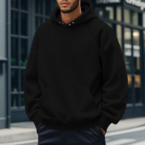 Herren oversized Kapuzenpullover aus weichem Baumwollmix mit Kangaroo-Tasche Drune