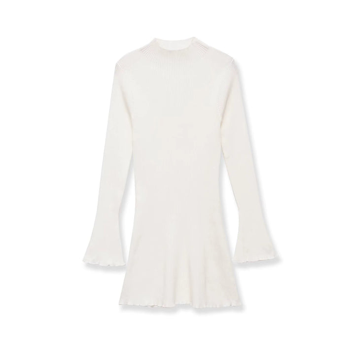 Damen Figurumschmeichelndes Rippstrickkleid mit Trompetenärmeln Drune