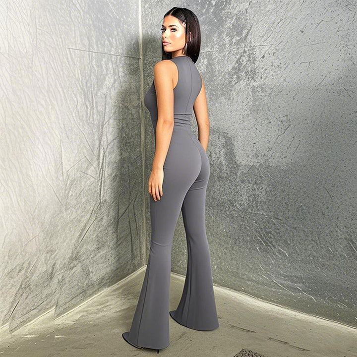 Damen Fließender Jumpsuit mit ausgestellt Bein Drune