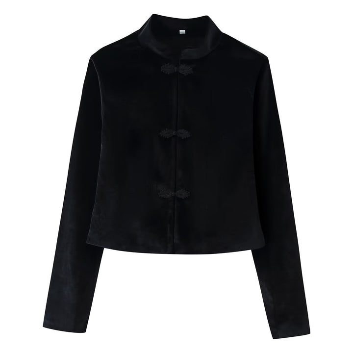 Damen Kurzjacke mit Stehkragen und dekorativen Kordelknöpfen Drune