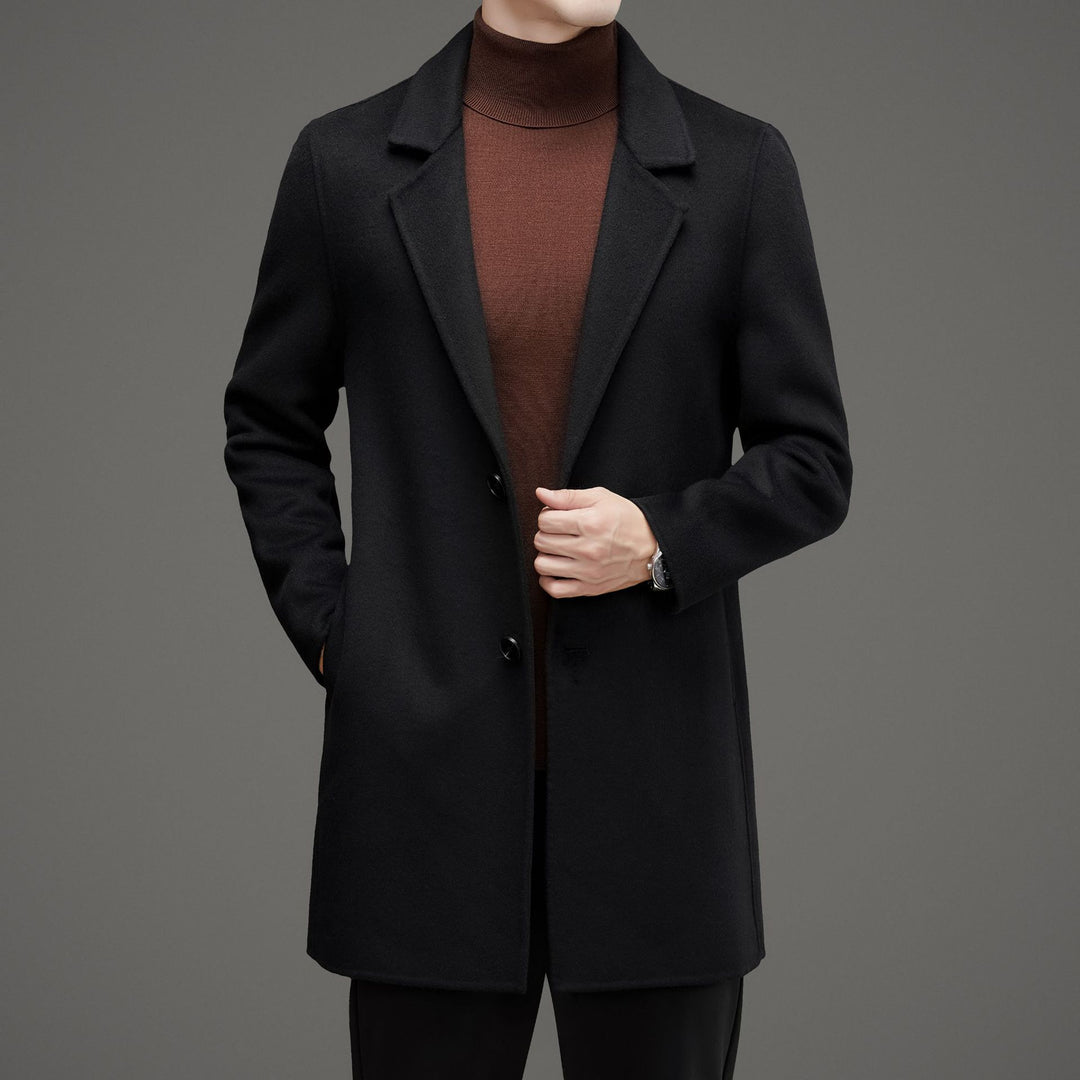 Herren eleganter Wool-Langmantel mit modernem Schnitt und isolierender Fütterung Drune
