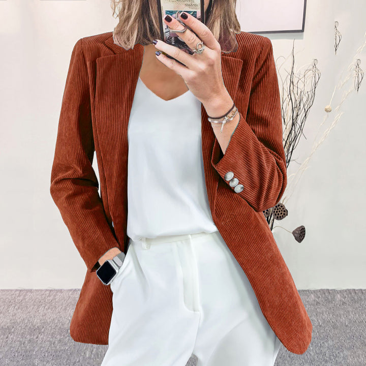 Damen Cordblazer im Oversized-Schnitt mit Revers und Schmuckknöpfen Drune