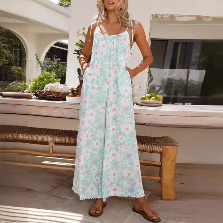 Damen Maxikleid mit floralem Muster und verstellbaren Trägern Drune