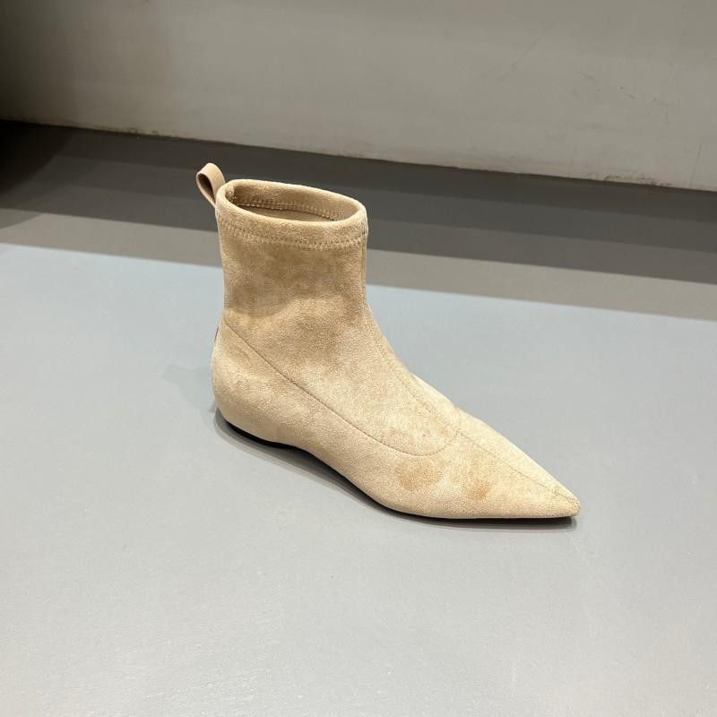 Damen spitz zulaufende Sock‑Stiefeletten aus Velourslederoptik mit engem Schaft Drune