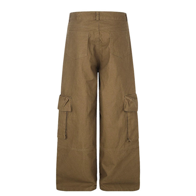 Damen weite Cargo‑Culotte‑Hose mit Graffiti‑Print und großen Klappentaschen Drune