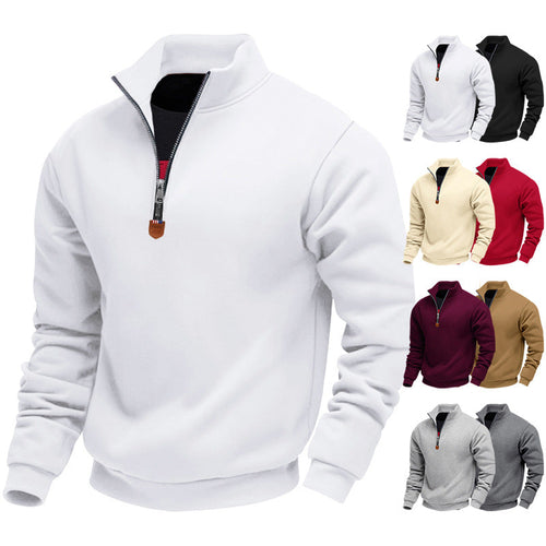 Herren sportlicher Pullover mit halbem Reißverschluss und modischem Stehkragen Drune