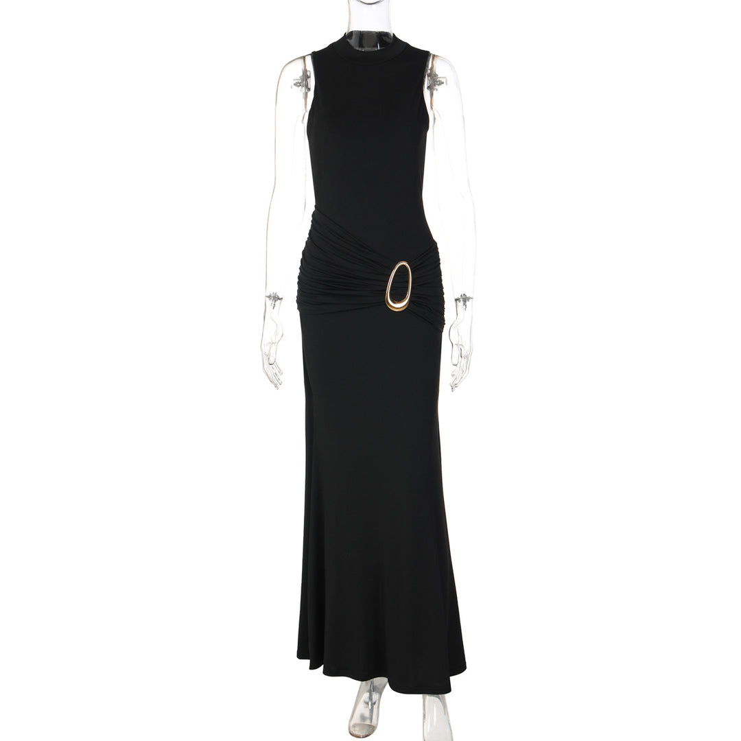 Damen Langermiges Maxikleid mit raffiniertem Raffungselement Drune