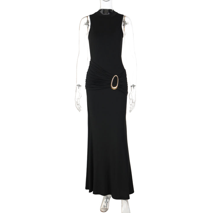 Damen Langermiges Maxikleid mit raffiniertem Raffungselement Drune
