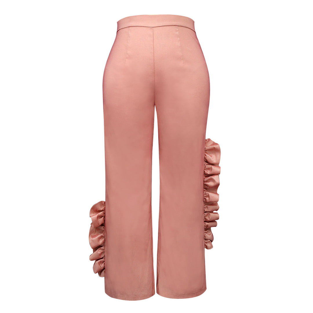 Damen elegante Schnitt Hose mit Rüschendetails Drune